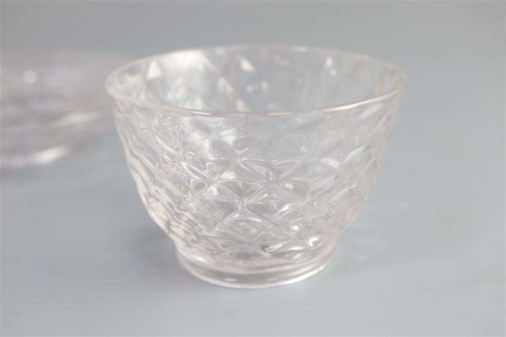 An unusual George II glass tea bowl and saucer, second quarter 18th century saucer 11.4cm diameter